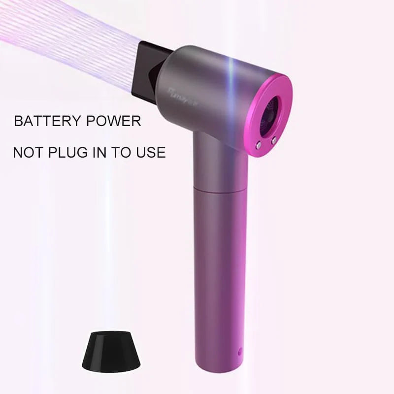 Anion Hair Dryer, Hot Air and Cold Air Available Negative Ion Cordless Hair Blower USB Output As Power Bank for Digital Charging Smart Battery Indicator Travel Hair Blower