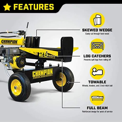 Power Equipment-100251 25-Ton Horizontal/Vertical Full Beam Gas Log Splitter with Auto Return