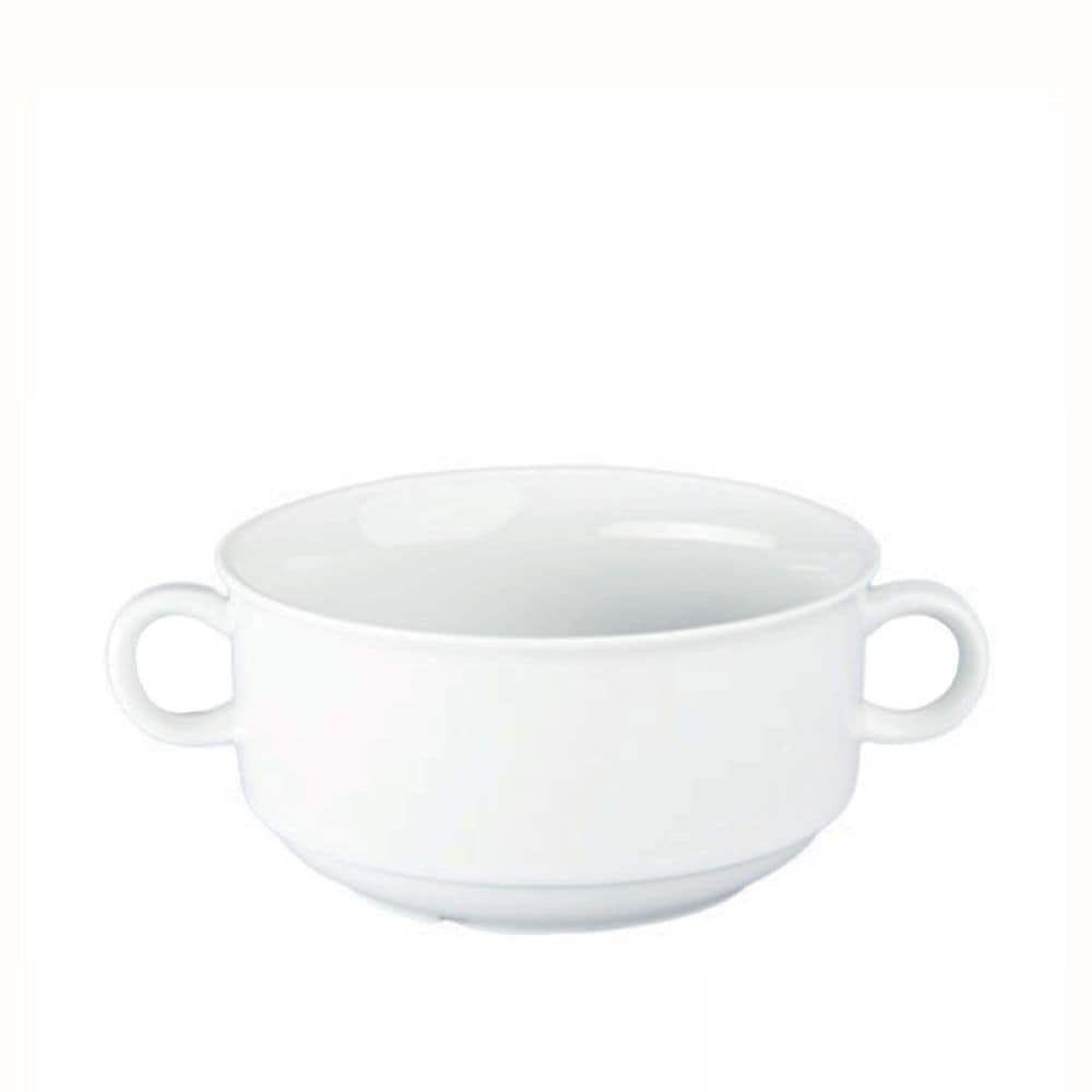 Porcelain Creme Soup Bowl with Handle, White, 355-mL