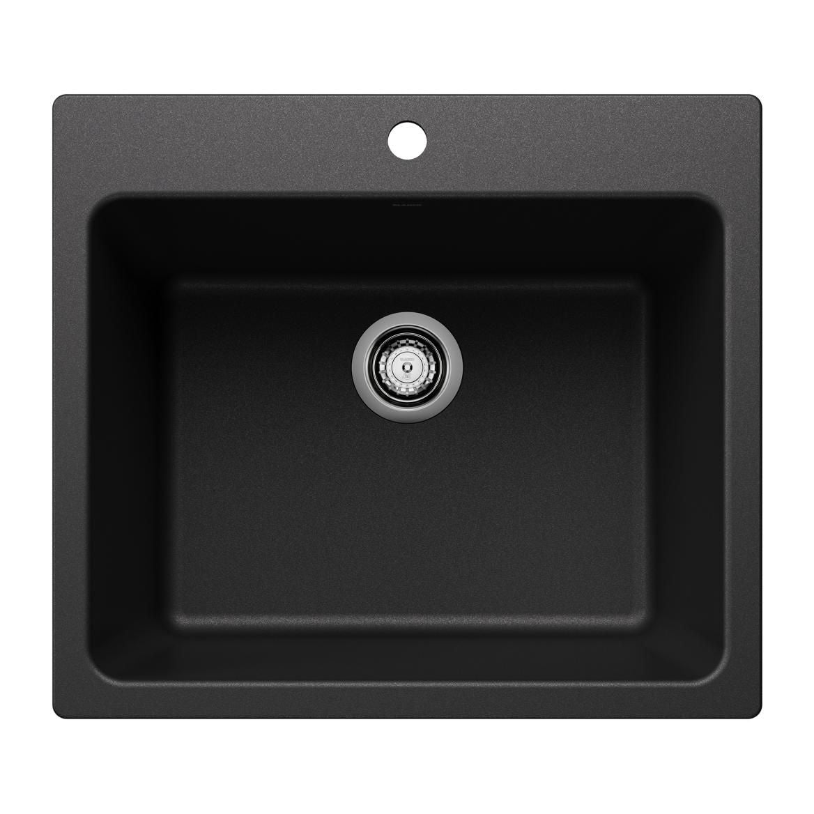 Liven 25-in Single Bowl Dual Mount Laundry Sink, Anthracite
