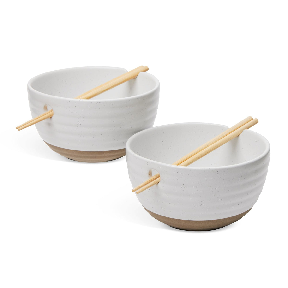 Noodle Bowl with Chopsticks Set, Serves 2, 4-pc, White