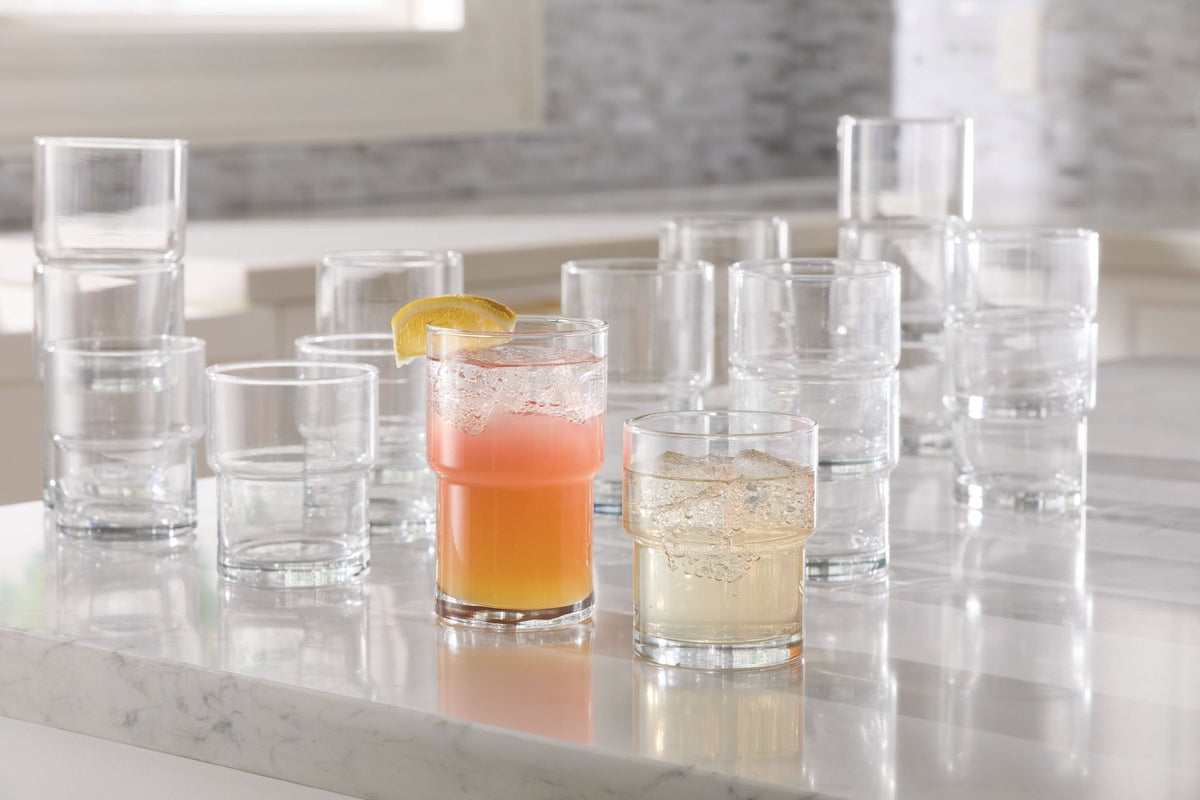 Stacking Glassware Tumbler Set, 12 & 16 oz, 16-pc