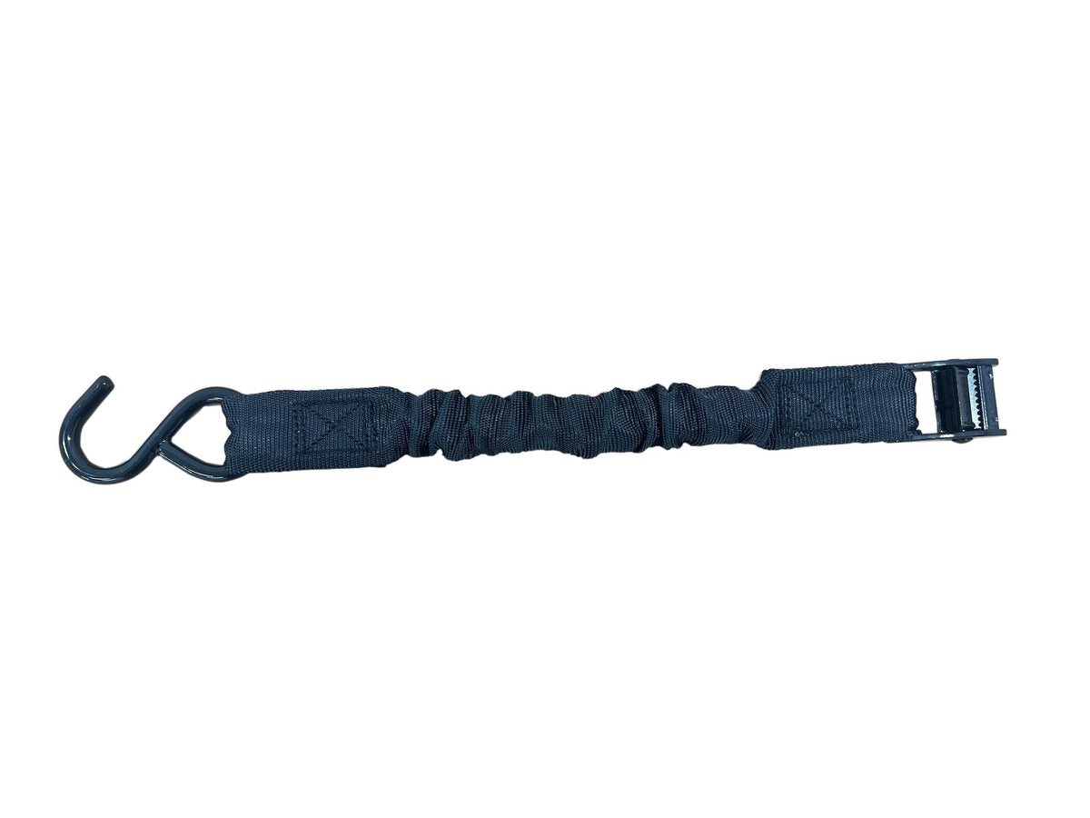 Bungee Cam-Buckle Tie-Down, 600-lb Break Strength, Black, 8-ft, 2-pk