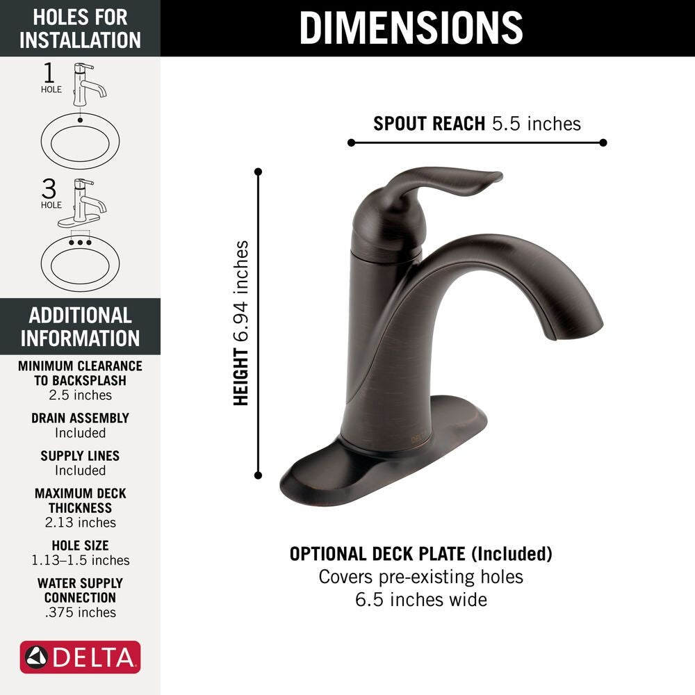 1HDL Centerset Lavatory Faucet, Venetian Bronze