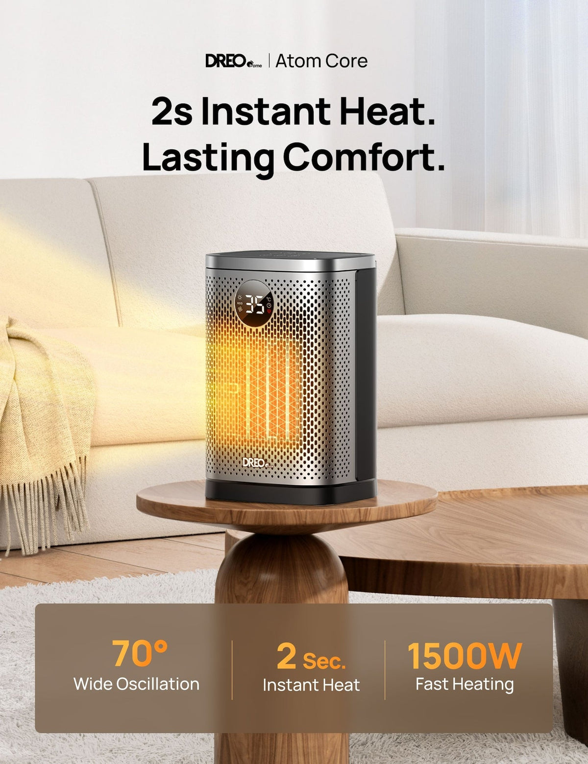 Home 1500W Portable Indoor PTC Ceramic Space Heater