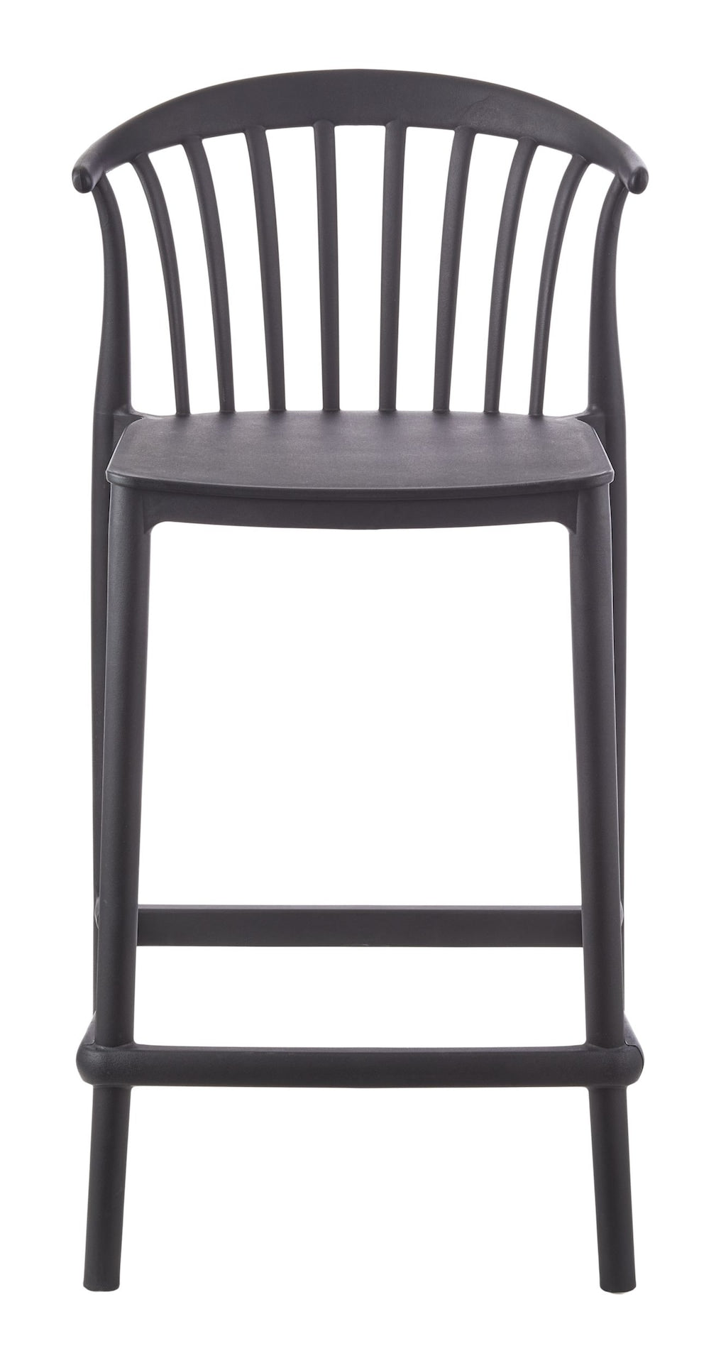 Elevated Plastic Bar Stool with Footrest, Black