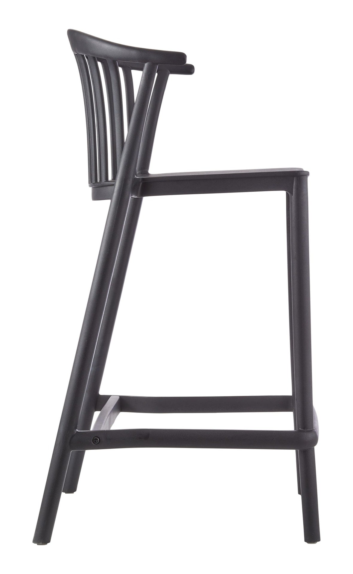 Elevated Plastic Bar Stool with Footrest, Black