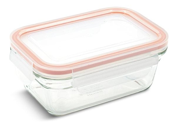 Rectangle Glass Food Storage Container with Airtight Seal, 470-mL