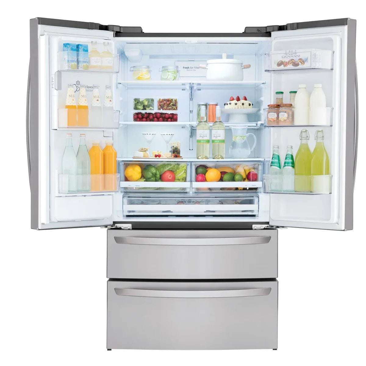 LG 36 in. 28 cu. ft. Stainless-steel French Door Refrigerator with Smudge-resistant Finish and SmartThinQ Wi-Fi