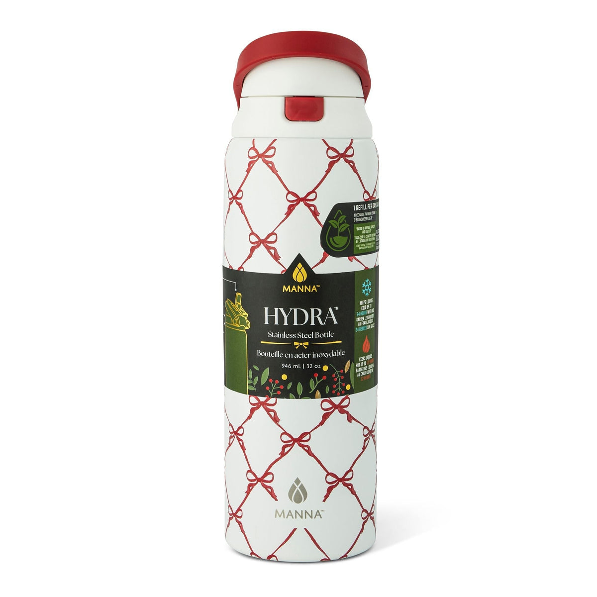 Hydra 946-mL Stainless Steel Bottle with Bows Design