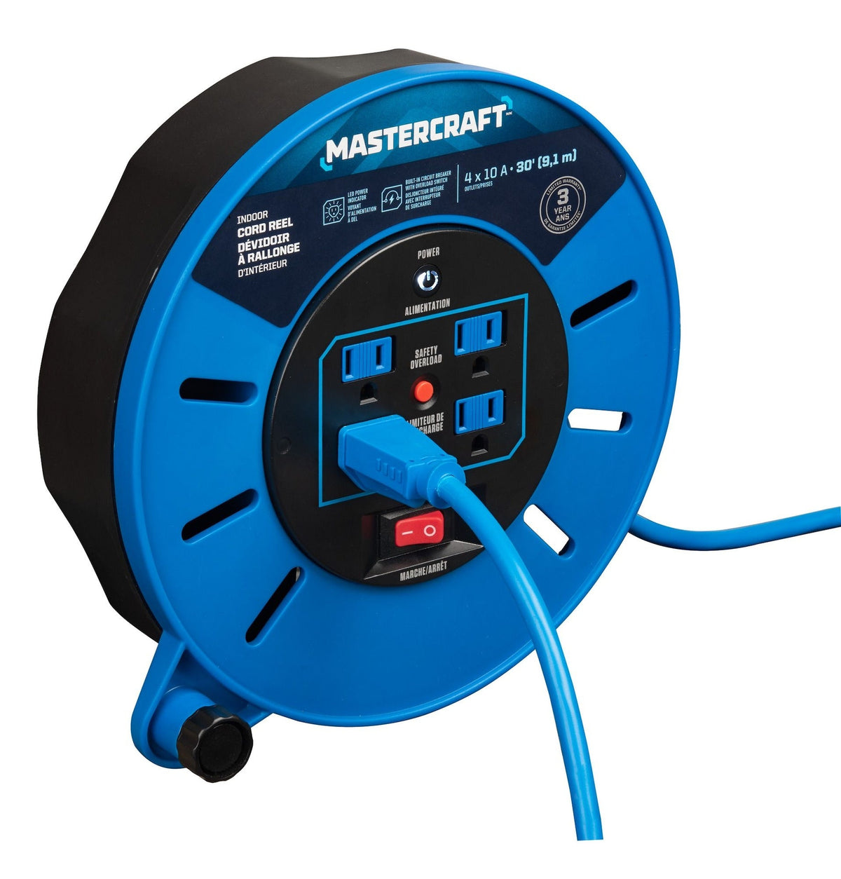 30-ft 10A Retractable Extension Cord Reel