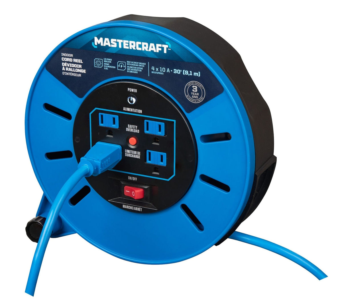 30-ft 10A Retractable Extension Cord Reel