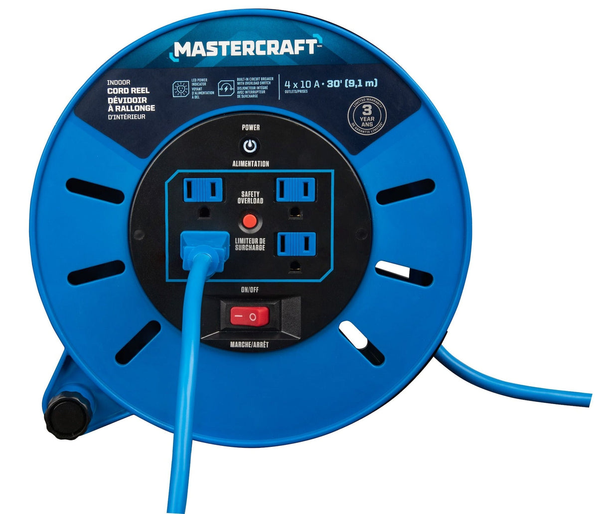 30-ft 10A Retractable Extension Cord Reel