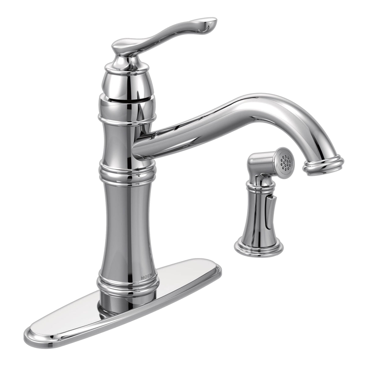 Belfield Single Handle High Arc Kitchen Faucet with Side Sprayer, Chrome