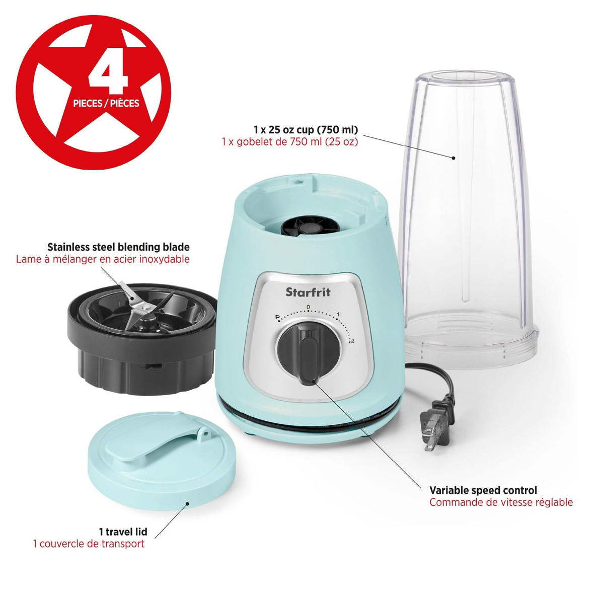 Personal Blender with Locking Lid, Light Blue