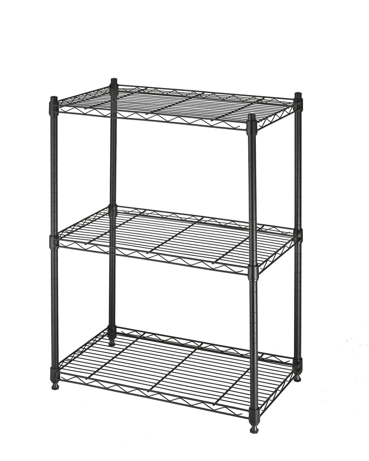Metal 3-Tier Adjustable Wire Shelving Storage Unit, Black