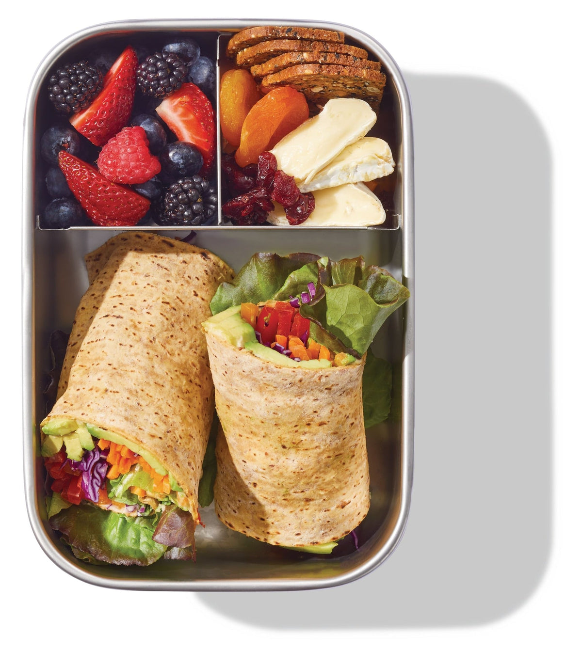 3-Compartment Stainless Bento Lunch Box Food Storage Container, Blue, 1.3-L
