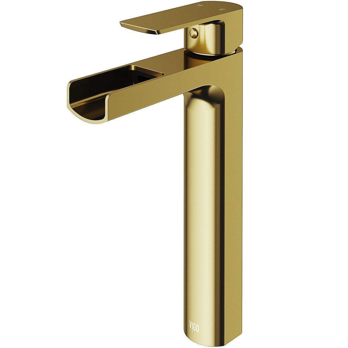 Amada Single Handle Vessel Sink Bathroom Faucet, Matte Brushed Gold
