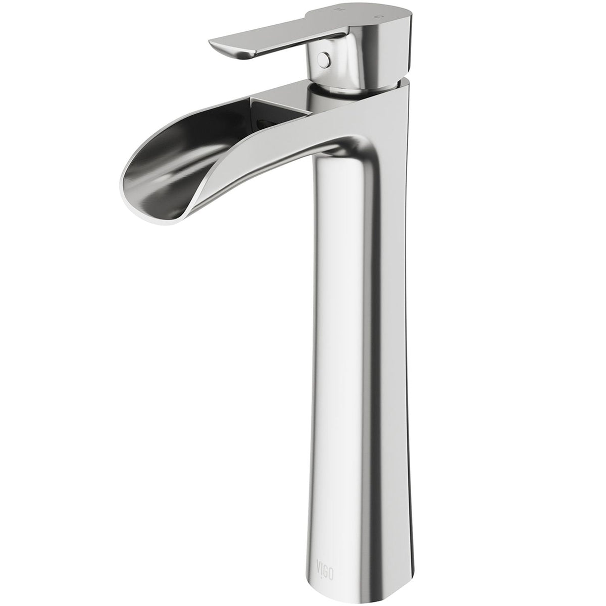 Niko Single Handle Vessel Sink Bathroom Faucet with Deck Plate, Brushed Nickel