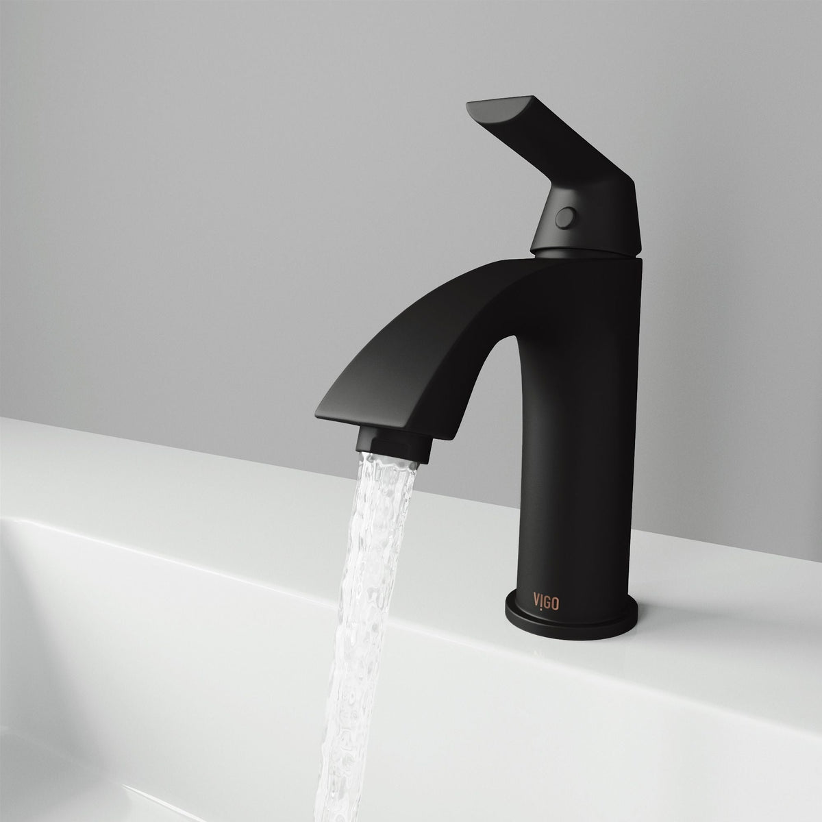 Penela Single Handle Single Hole Bathroom Sink Faucet, Matte Black