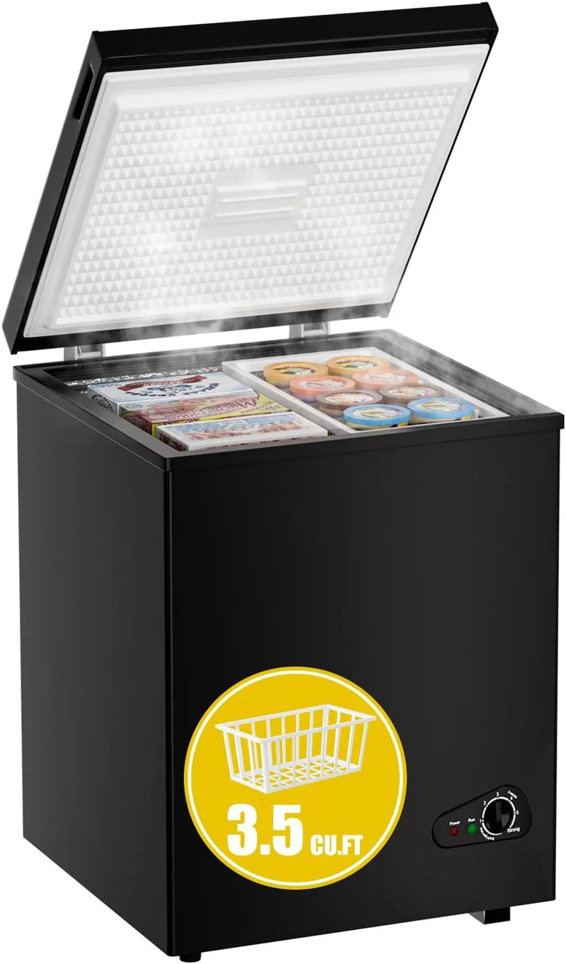7.0 Cu Ft Chest Freezer - Energy Efficient & Quiet Mini Freezer with Adjustable Thermostat - Compact Deep Freezer for Home, Apartment, and Garage - Removable Basket & Defrost Drain C9213