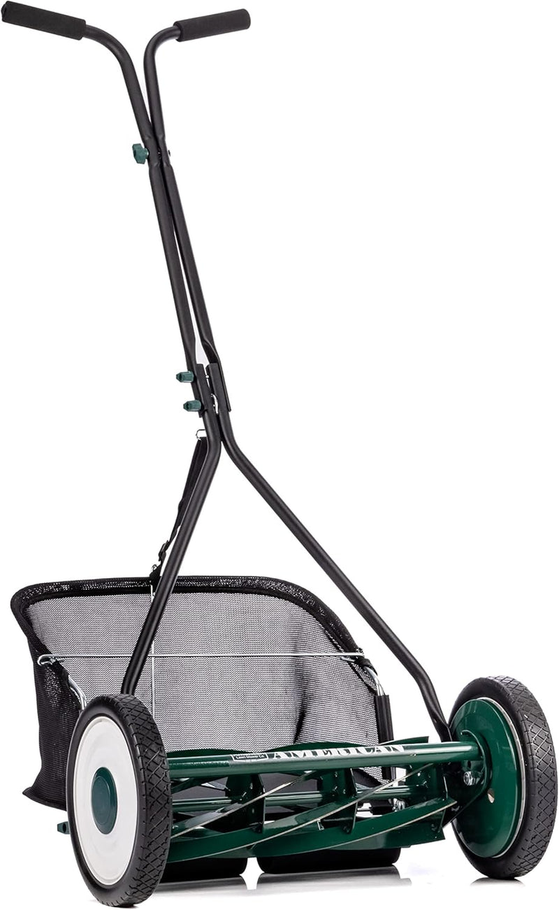 Mower Company 1725-16GC 16-inch 7-blade reel mower with grass debris collection device, designed specifically for lawns, green model I3353