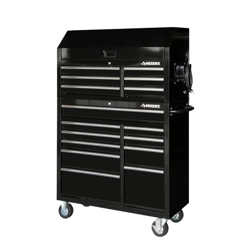 41 in. 16-Drawer Tool Chest and Cabinet Combo in Gloss Black H862