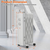 1500W Oil Filled Space Heater Electric Oil Radiant Heater w/ Safety Protection