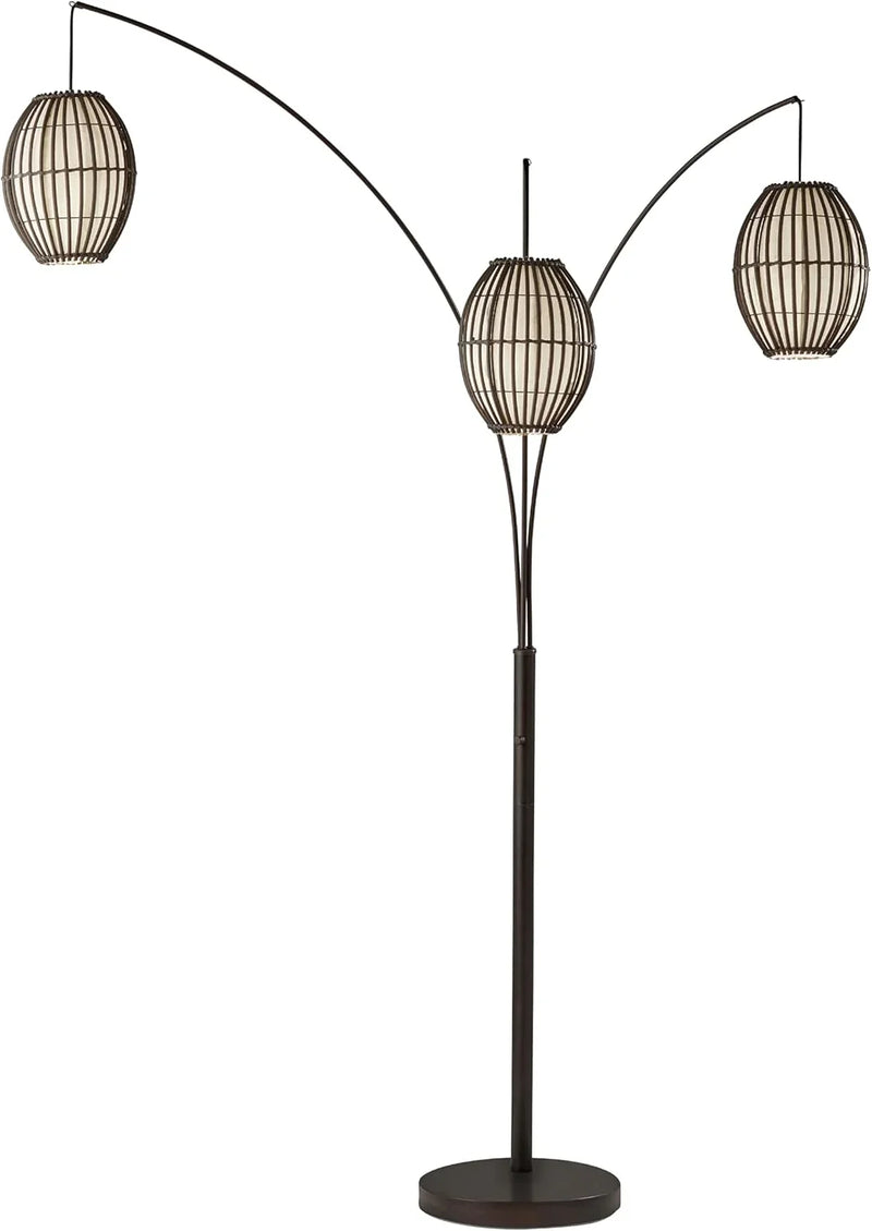 Floor lamp, equipped with three movable lampshades and an adjustable height design - perfect for decorating bedrooms, living rooms and corners, with a bronze color finish. L7462