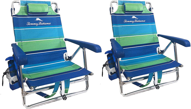 2 Backpack Beach Chairs with Storage Pouch and Towel Bar R9220