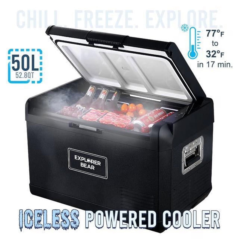 12V Car Fridge 50L 12/24V DC 110-240V AC Portable Freezer Compressor Cooler 0 H-50 H 3-Year Warranty U9396