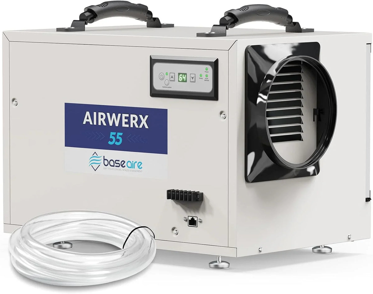 Galon dehumidifier, a drain-equipped basement dehumidifier for commercial, garage, and kitchen use, compact design, automatic defrosting, memory start function, suitable for 1200 square feet of space.