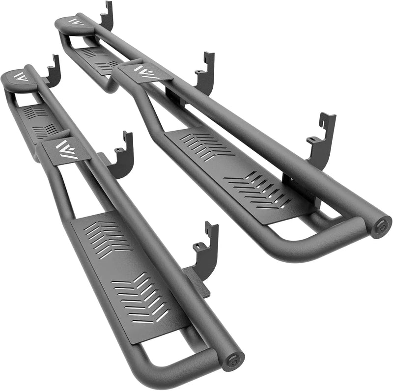 Three Raised Steps Running Boards Side Steps Compatible for 2015-2025 Colorado & GMC Canyon Crew Cab (4 Full Size Doors), Two Stairs Design Bolt-on Side Rails Step Bar B1921