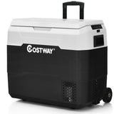53 qt Wheeled Corded Electric Dual-Zone Portable Car Refrigerator, White