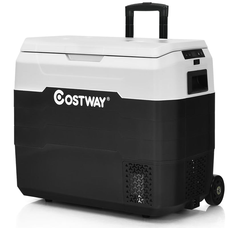 53 qt Wheeled Corded Electric Dual-Zone Portable Car Refrigerator, White G5174