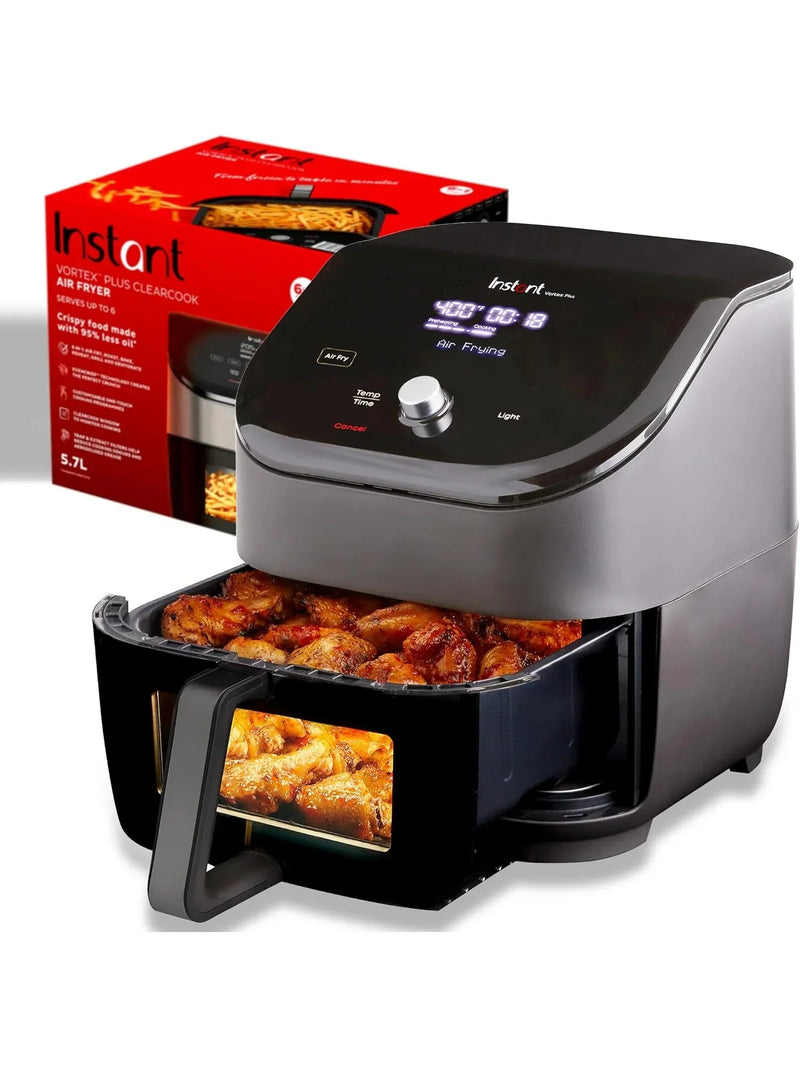 Instant Vortex Plus 6QT ClearCook Air Fryer, Clear Windows, Custom Program Options, 6-in-1 Functions, Crisps, Broils, Roasts, Dehydrates, Bakes, Reheats, from the Makers of, Black A9178