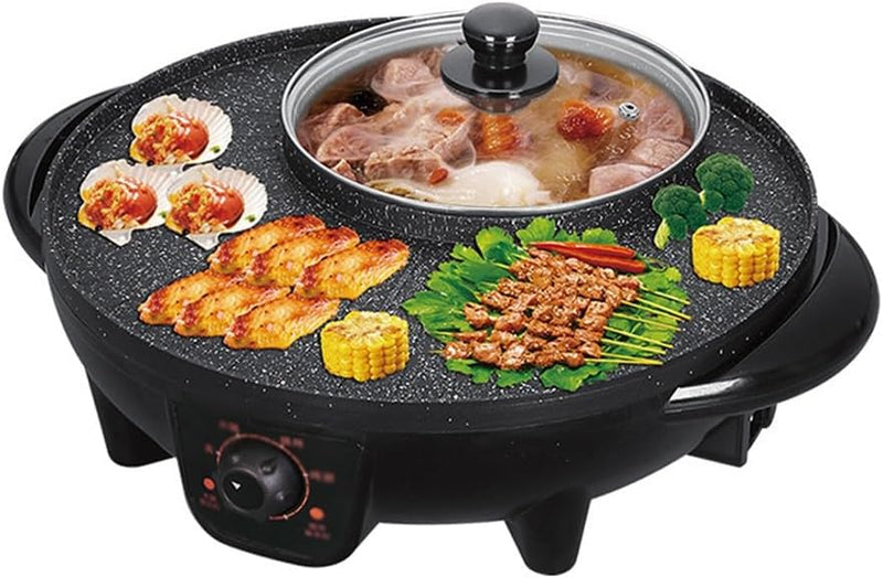 Hot Pot Barbecue Integrated Pot Home Smokeless Electric Barbecue Pan Roaster Electric Grill Kitchen Appliances W5053