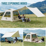 Portable inflatable camping tent, equipped with a manual pump, suitable for 3/4/6 people, easy to set up, suitable for outdoor activities. This inflatable outdoor waterproof Oxford canvas tent is suitable for family camping and is suitable for adults