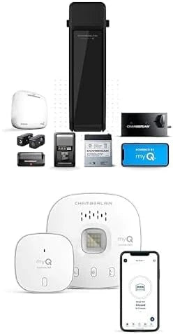 Silent and quiet wall-mounted garage door opener with battery backup and LED lighting, weighing 36 pounds, in black color. C5124