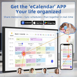 21.5 Inch Digital Calendar, Electronic Chore Chart, Smart Weekly and Monthly Planner 1920 * 1080P IPS Touchscreen Wall and Desk Calendar for Family Schedules, White