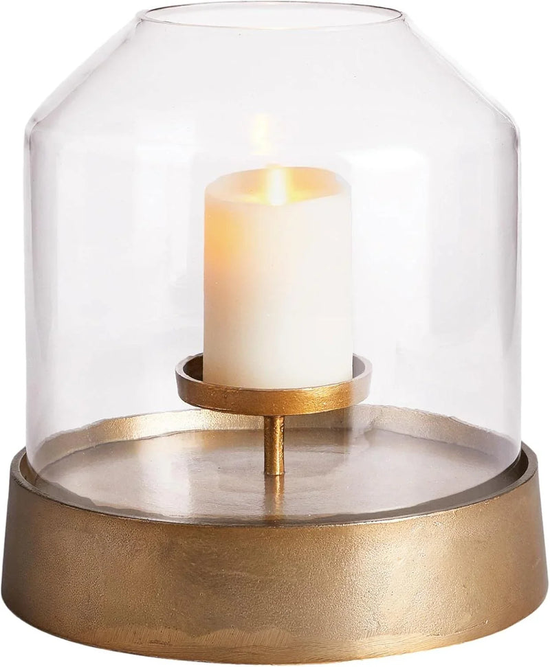 Elegant Gold Large Round Hurricane Candle Holder Dome Shape 13 in Terrarium Classic A6425