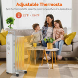 1500W Oil Filled Space Heater Electric Oil Radiant Heater w/ Safety Protection