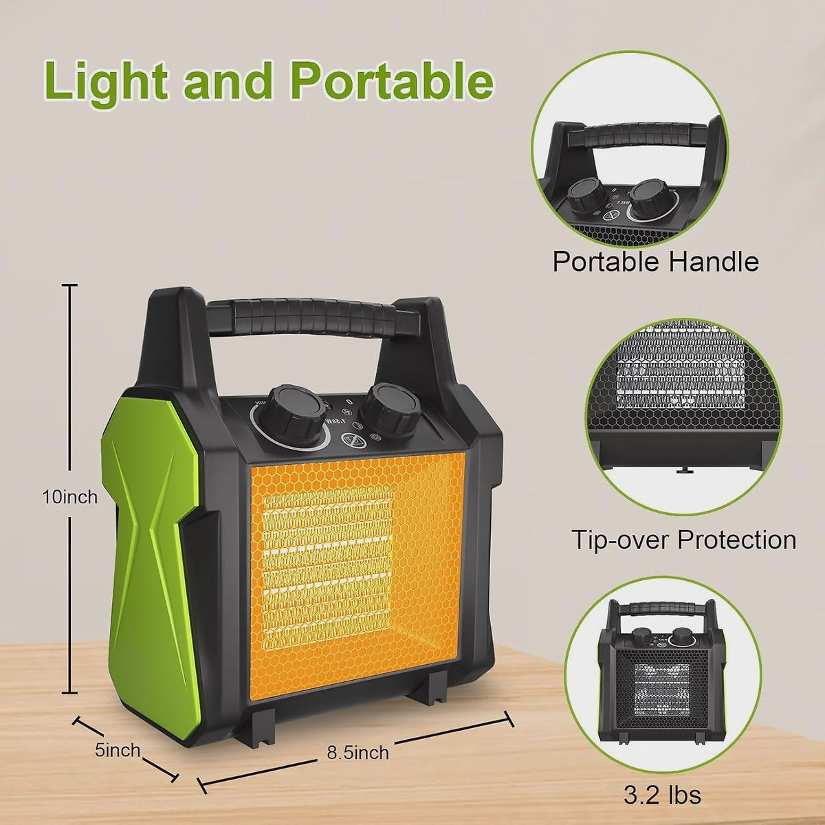 WarmHaven Outdoor Heater for Patio, Electric Space heater with Overheat Protection, 1500W Fast Heat PTC Ceramic Portable Garage Heater for...