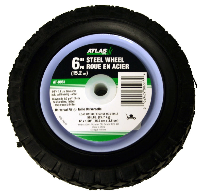 Steel Lawn Mower Wheel with Ball Bearings, 6-in x 1.5-in B6171