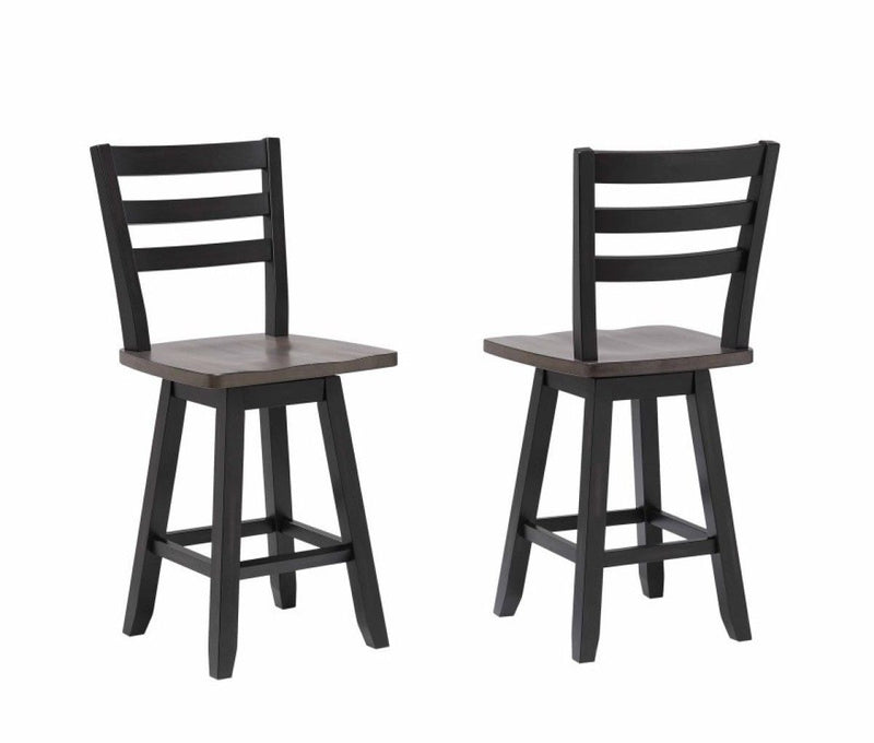 Aaron Oak/Dark Grey Swivel Counter/Bar Stool with Back Rest, 2-pc H8815