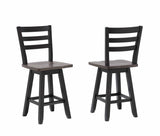 Aaron Oak/Dark Grey Swivel Counter/Bar Stool with Back Rest, 2-pc