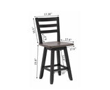 Aaron Oak/Dark Grey Swivel Counter/Bar Stool with Back Rest, 2-pc
