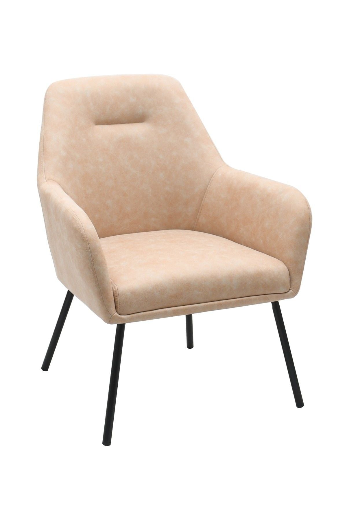 Vintage Beige Tufted Fabric Upholstered Dining Chair
