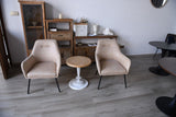 Vintage Beige Tufted Fabric Upholstered Dining Chair