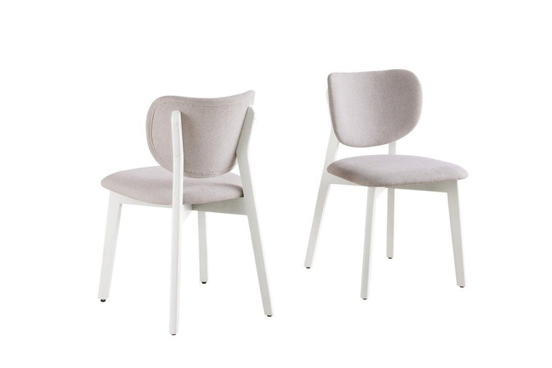 Dua Cream Fabric Upholstered Dining Chair with Curved Backrest, 2-pc X6345